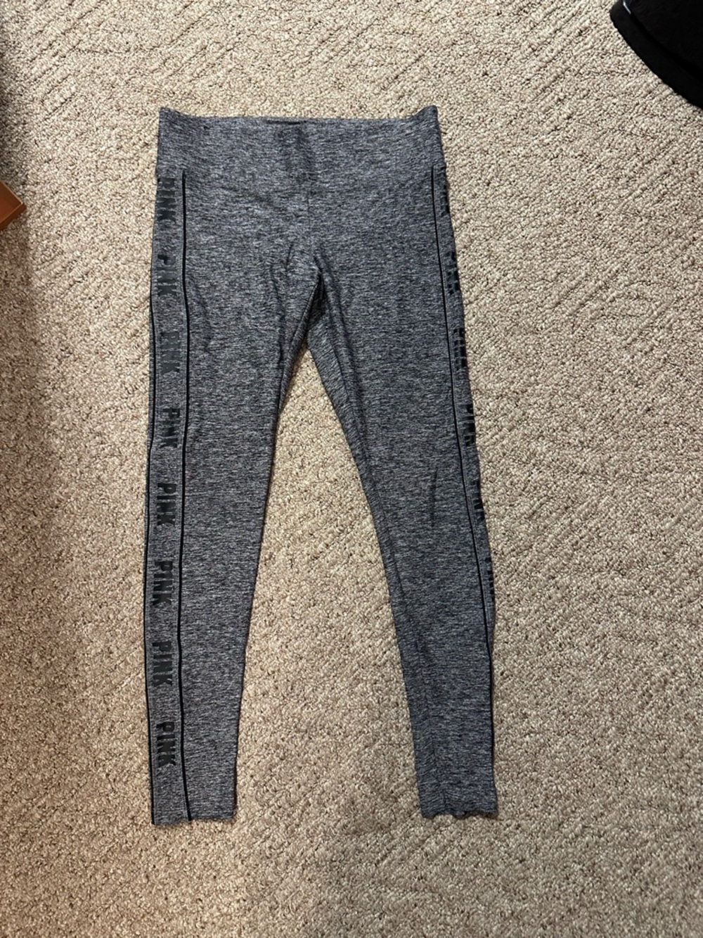 Victoria's Secret Gray Marled Leggings with Side Logo Tape